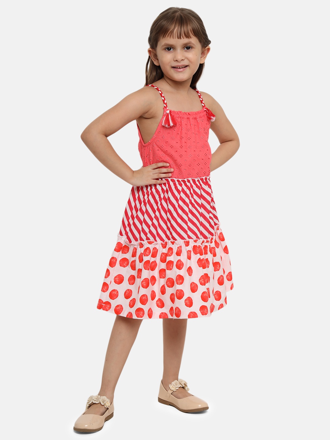 

Nauti Nati Girls Multicoloured Printed Cotton A-Line Dress, Multi
