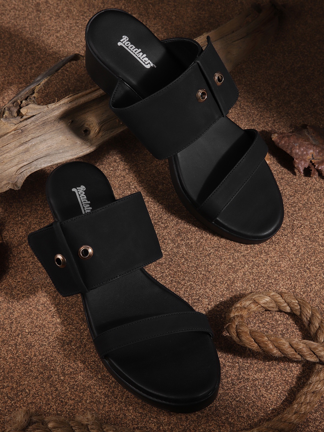 

Roadster Black Solid Block Heels