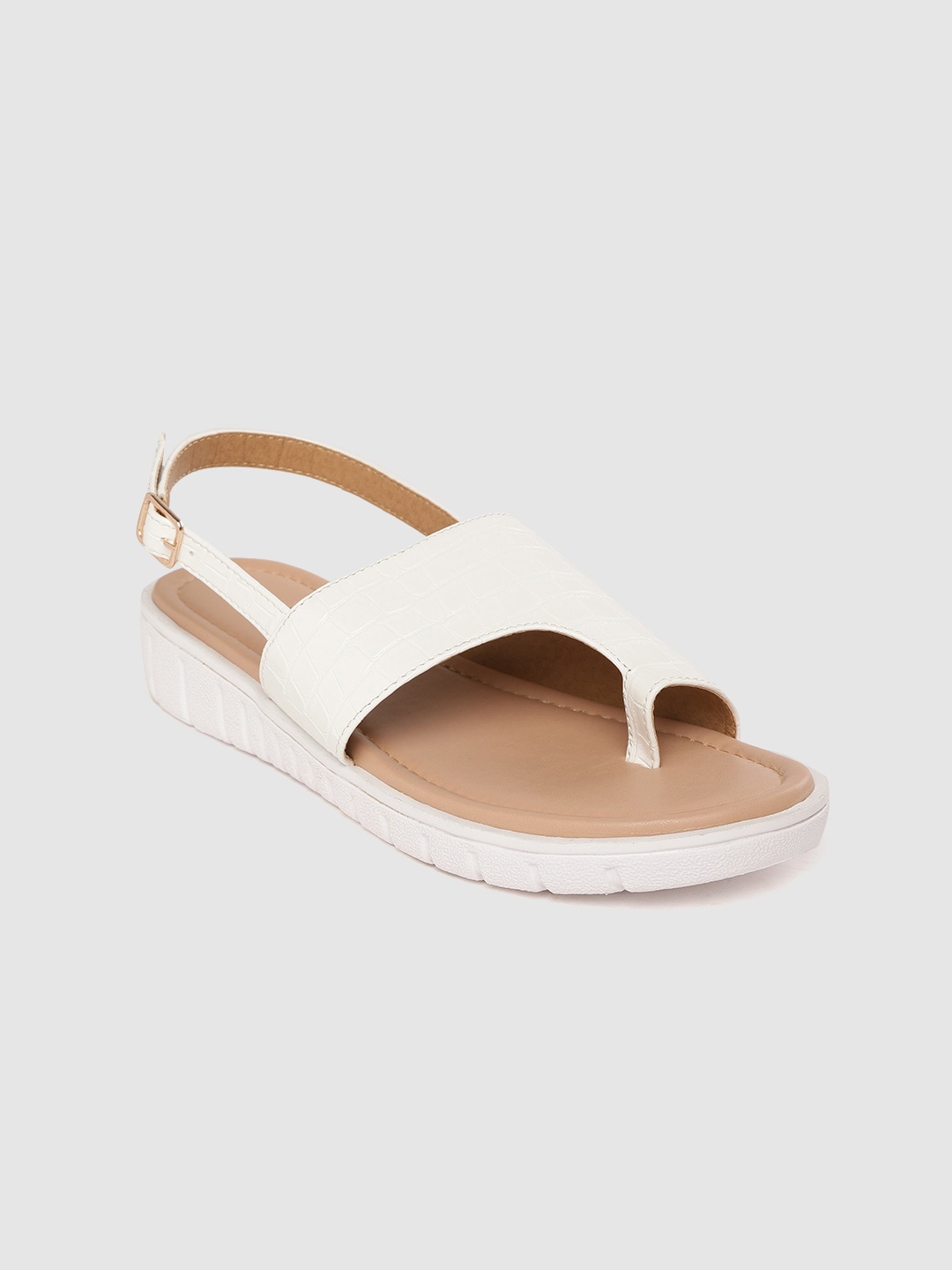 

Roadster Women White Croc Textured One Toe Flats