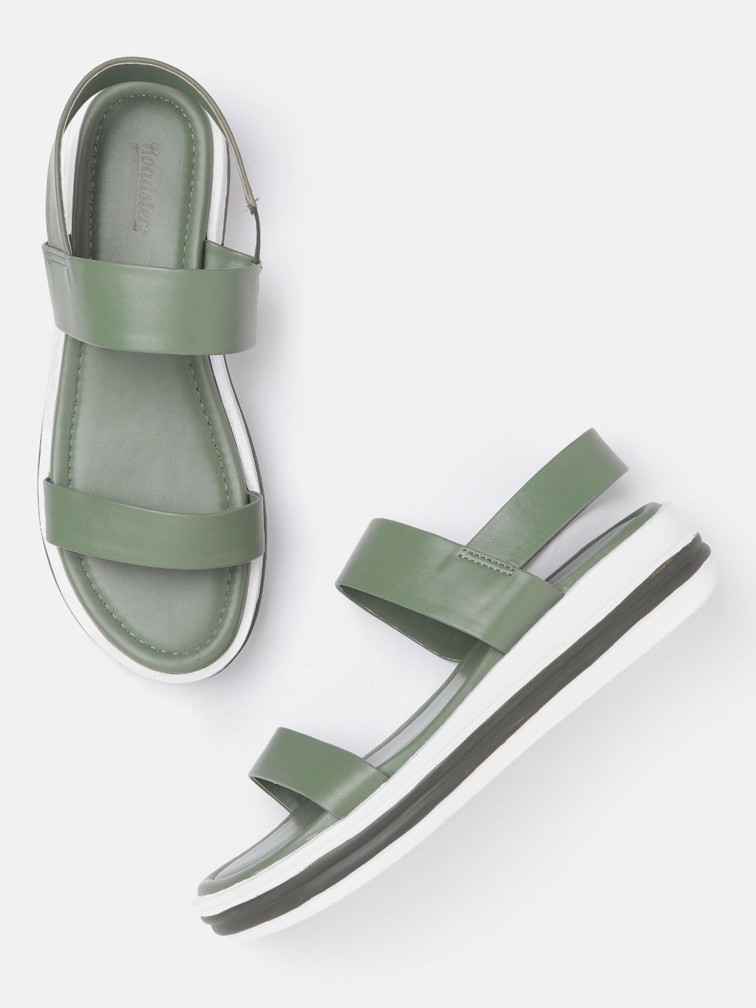 

Roadster Women Olive Green Solid Open Toe Flats