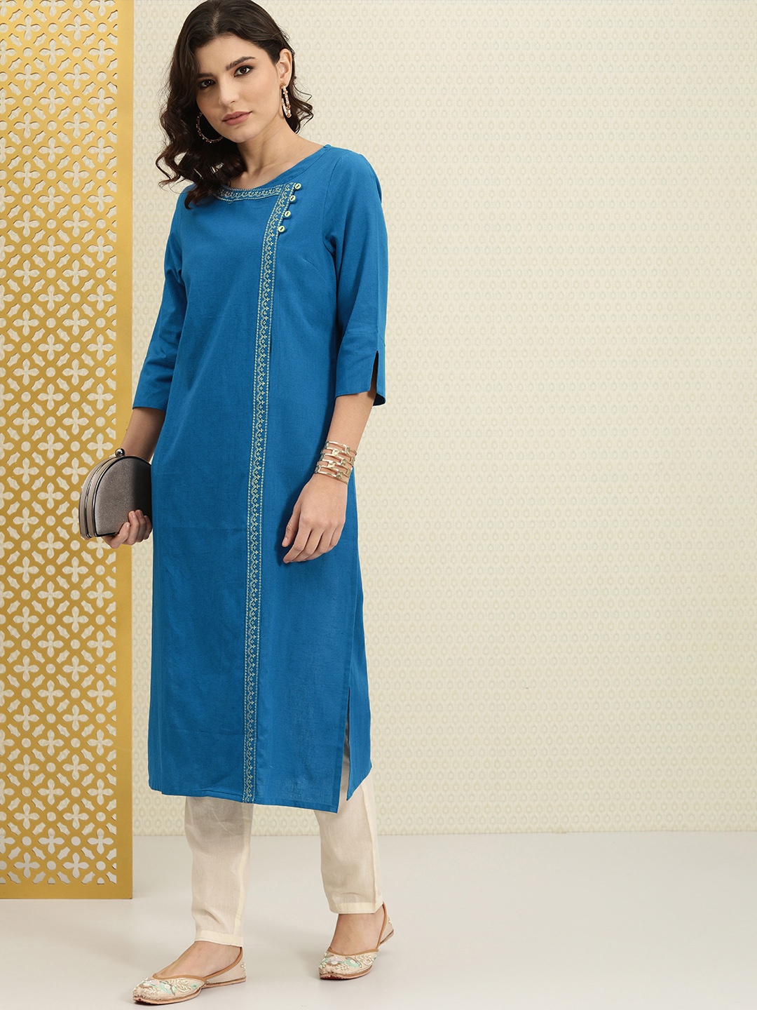 

House of Pataudi Women Blue Jashn Kurta