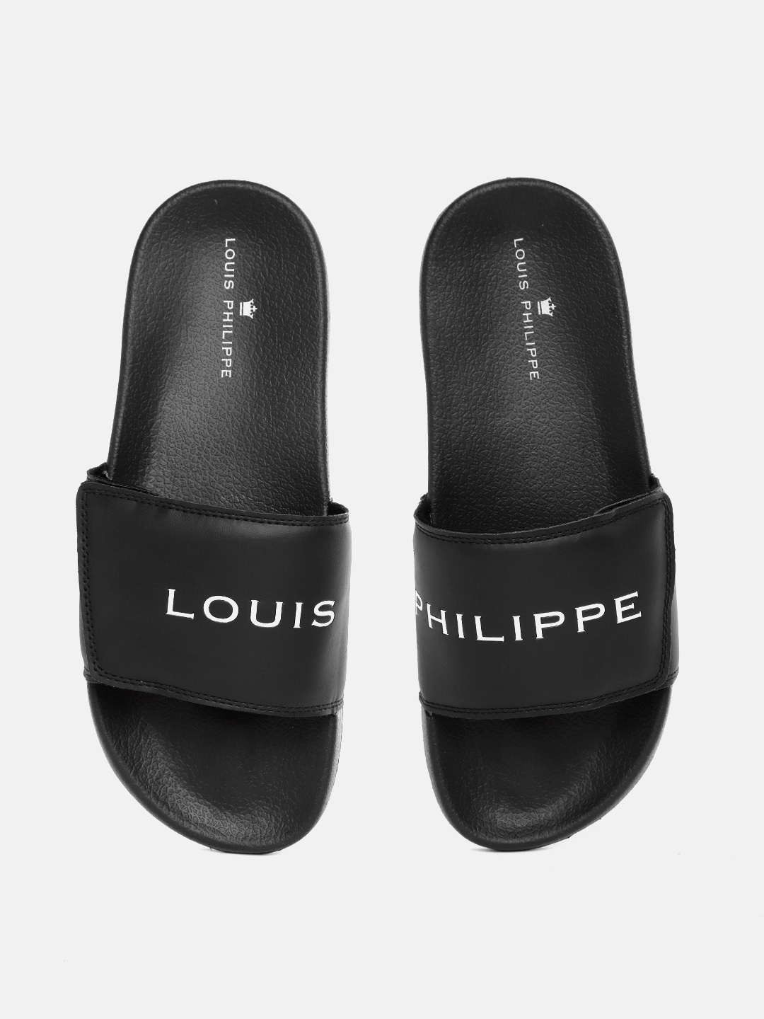 

Louis Philippe Men Black & White Brand Logo Print Sliders