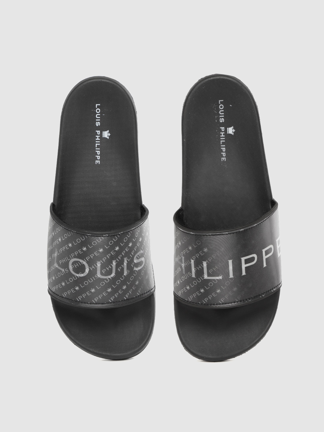 

Louis Philippe Men Black & White Brand Logo Printed Sliders