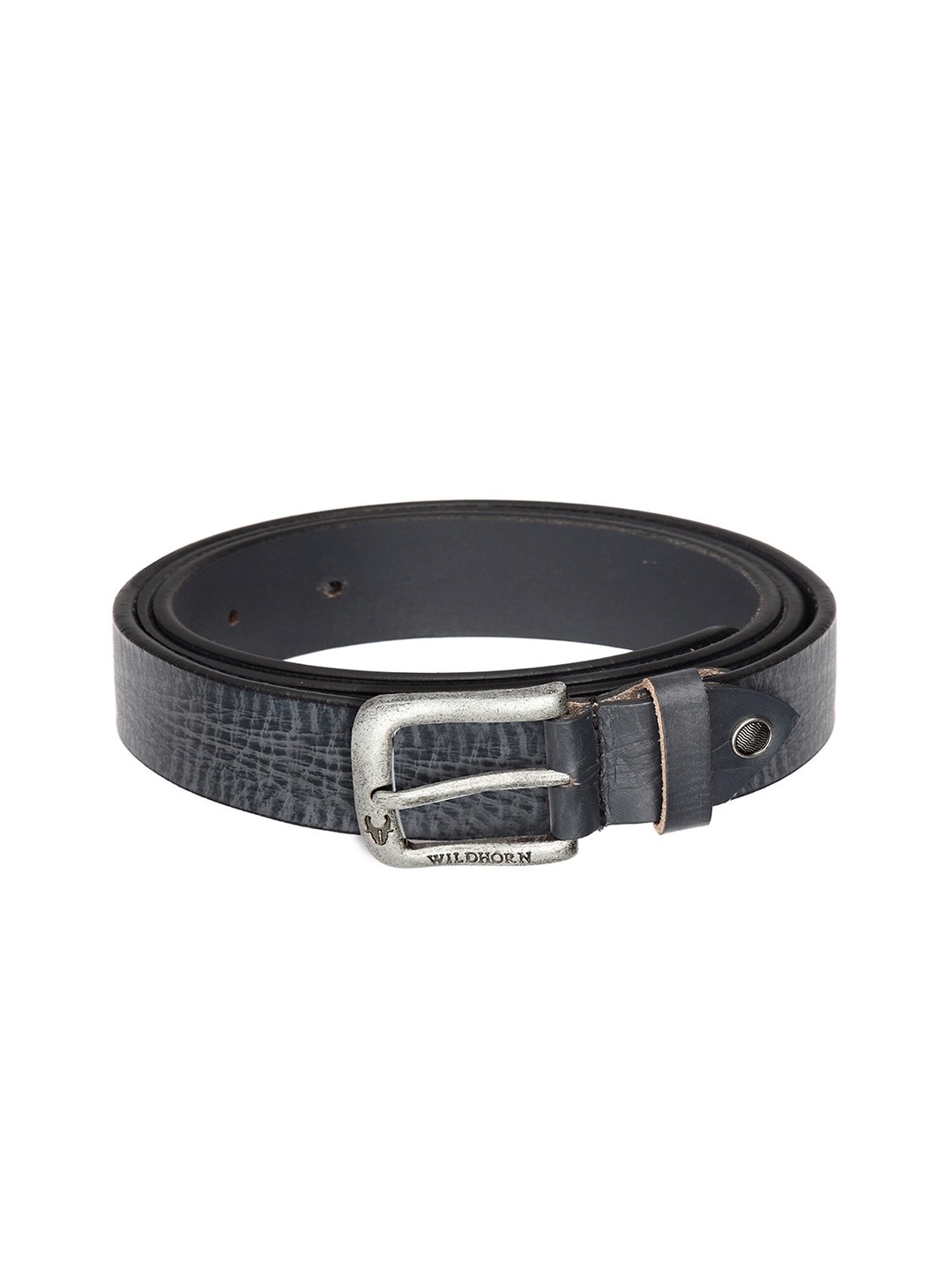 

WildHorn Men Navy Blue Textured Leather Belt