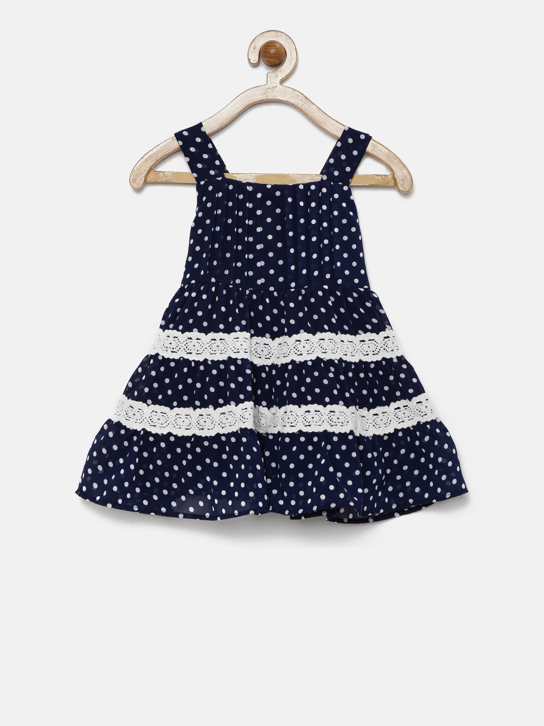 

Peppermint Girls Navy Printed Fit and Flare Dress, Navy blue