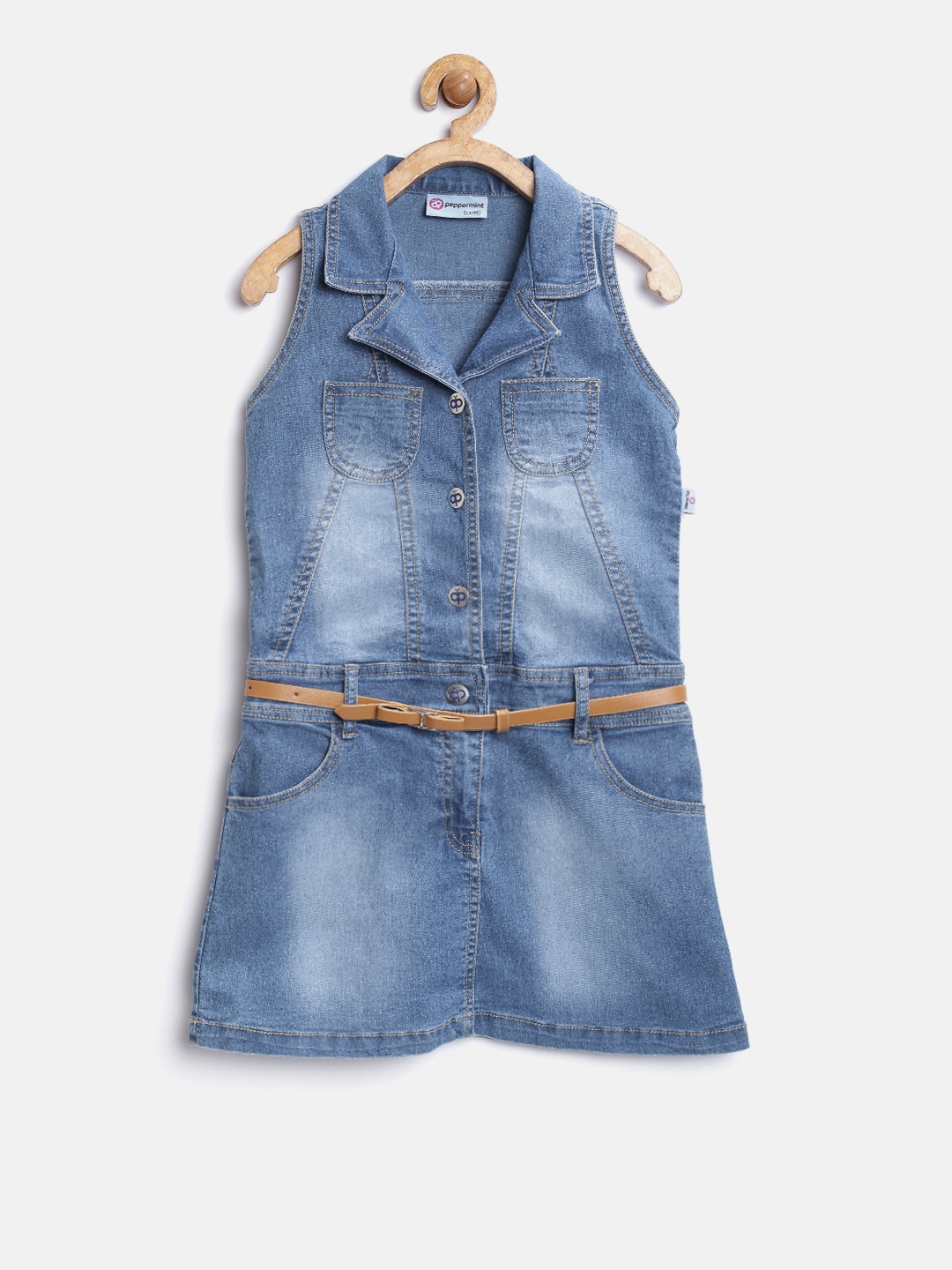

Peppermint Girls Blue Denim A-Line Dress