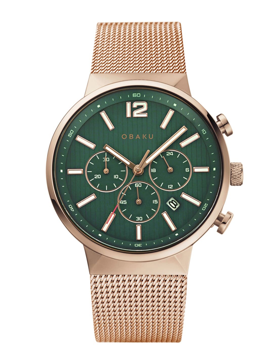 

Obaku Men Olive Green Chronograph Round Dial Watch V180GCVEMV