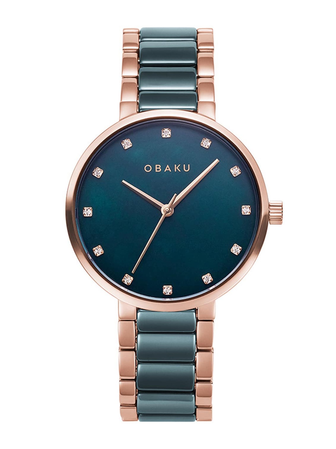 

Obaku Women Green & Rose Gold Analogue Watch V189LXVESE-Green