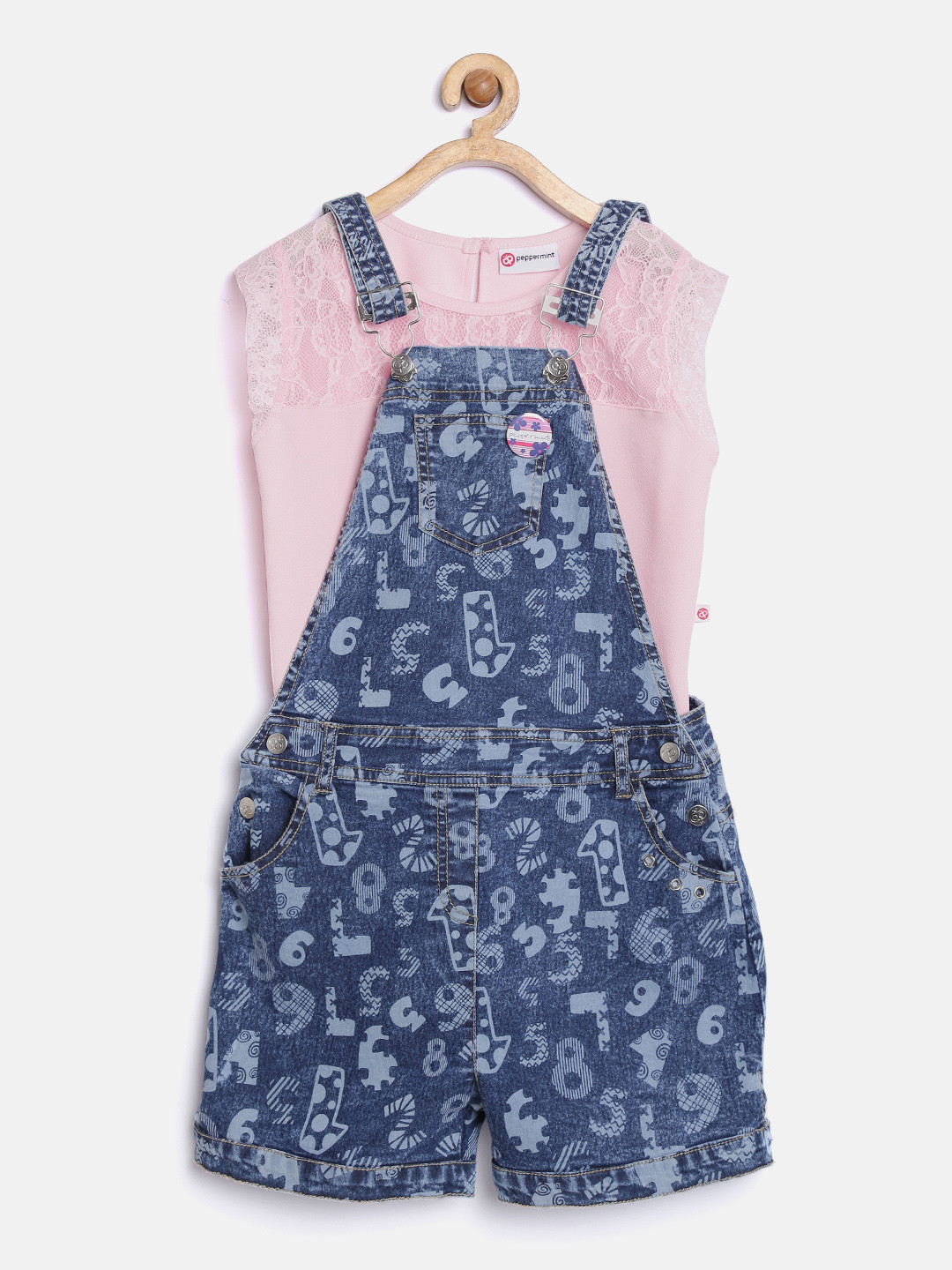 

Peppermint Girls Blue & Pink Printed Clothing Set