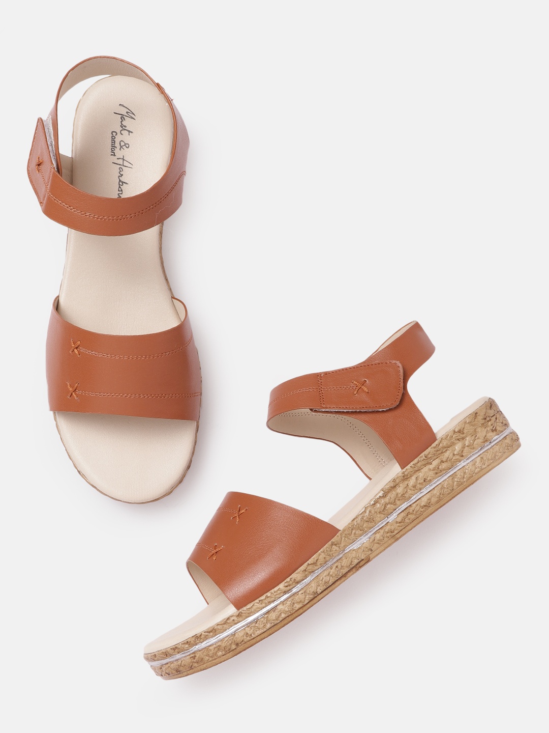 

Mast & Harbour Women Tan Brown Solid Open Toe Flats