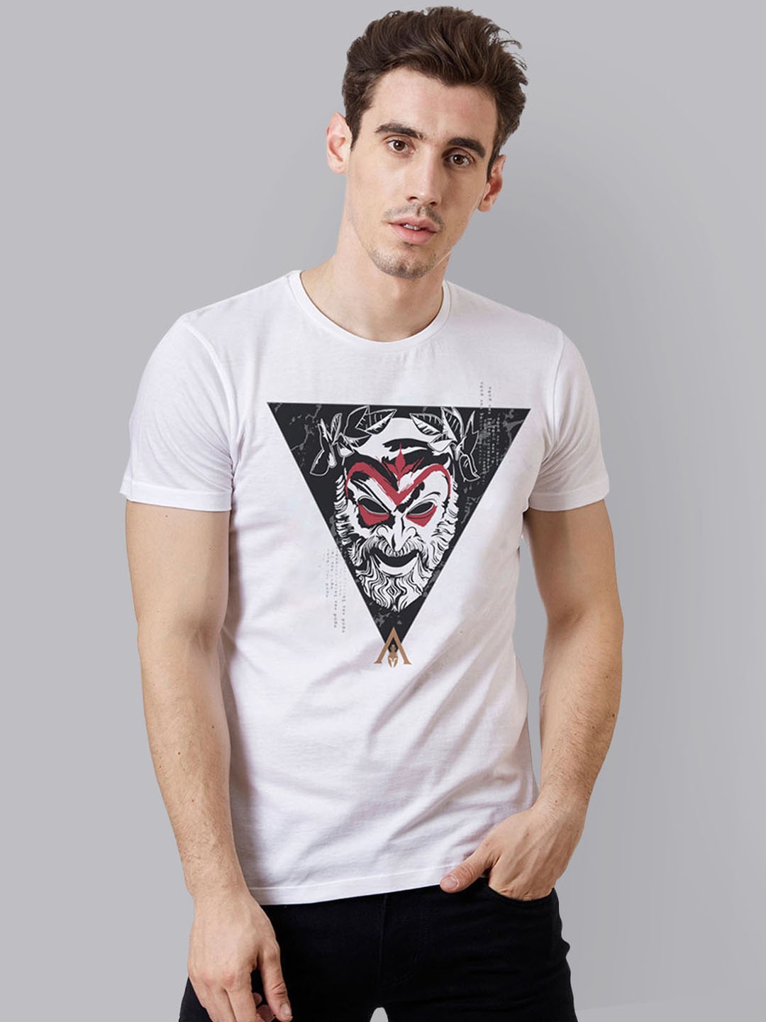 

Free Authority Men White Assassin'S Creed Printed Round Neck T-shirt