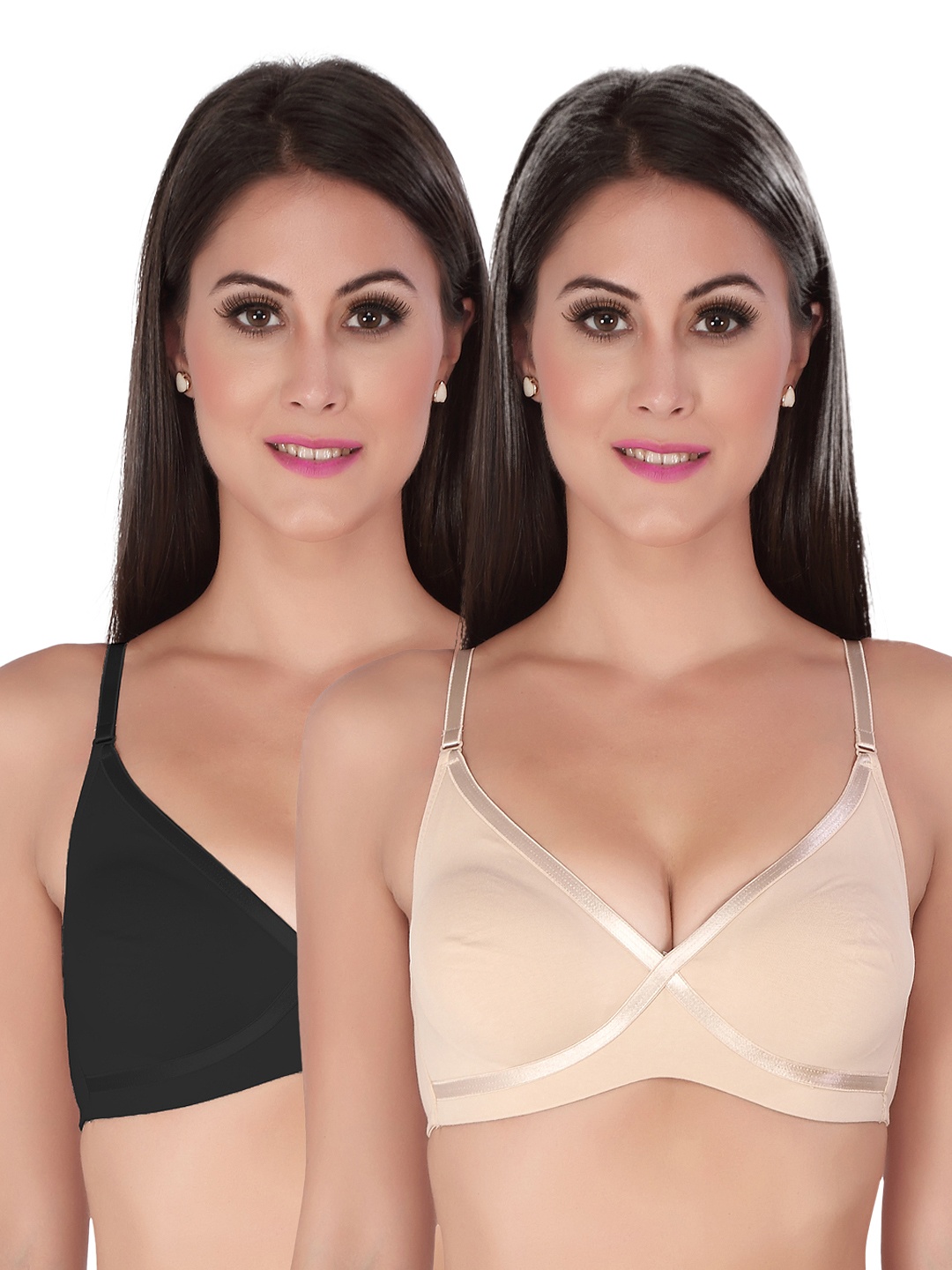 

Soie Pack of 2 Medium-Coverage Bras 402, Black