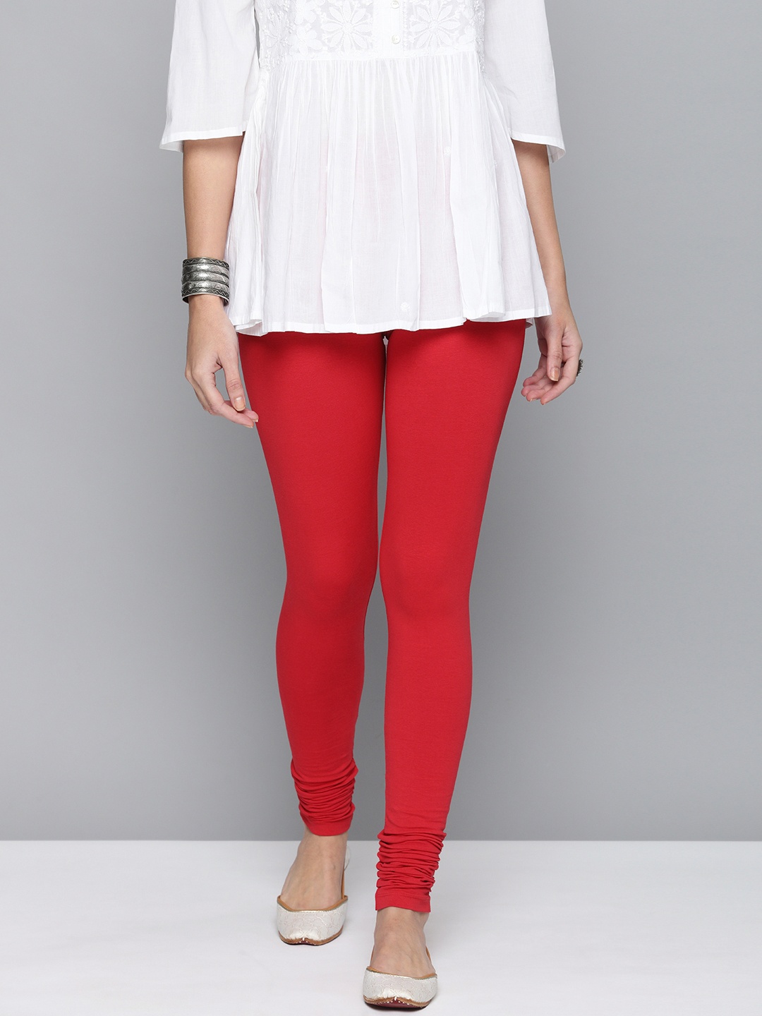 

HERE&NOW Women Red Solid Leggings