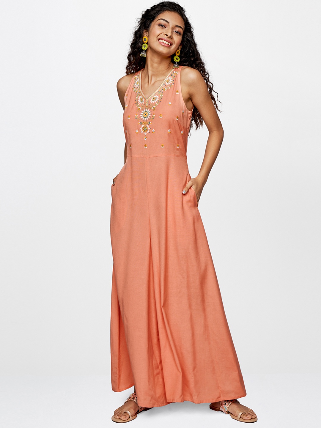 

Global Desi Women Pink Printed Basic Jumpsuit