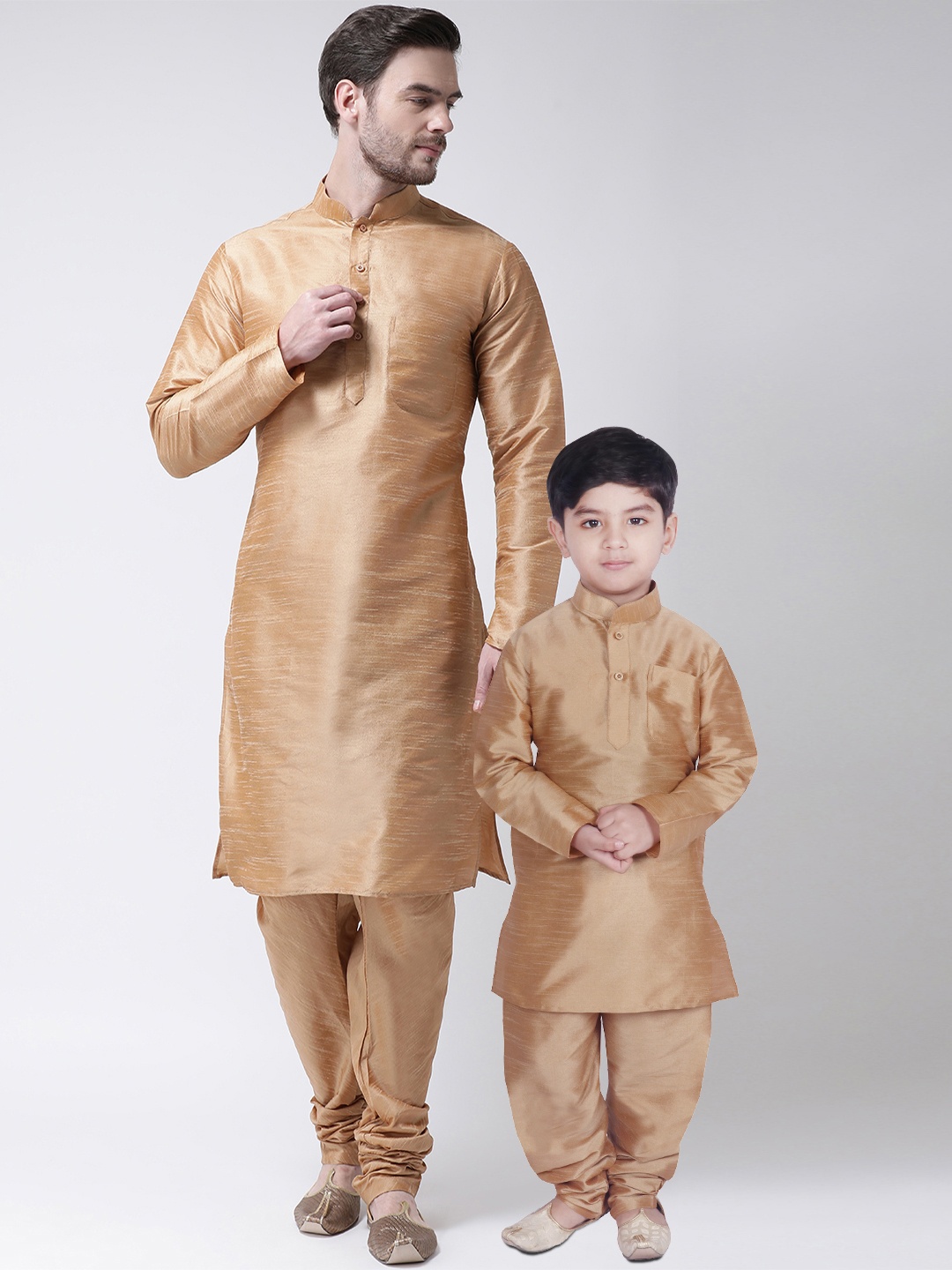 

SG YUVRAJ Boys Gold Solid Kurta with Pyjamas