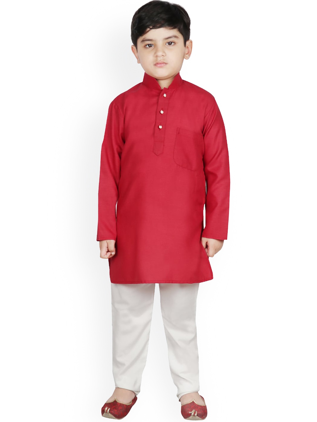 

SG YUVRAJ Boys Maroon Cotton Kurta & Pyjama