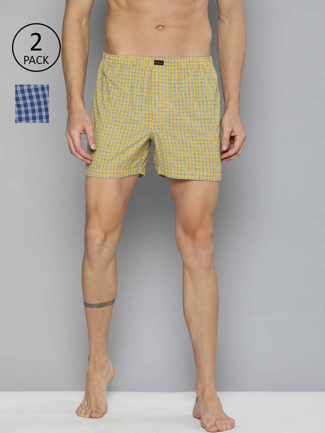 

Mast & Harbour Men Pack of Two Checked Boxers MNH-BOX-PRE-2PP-014, Blue