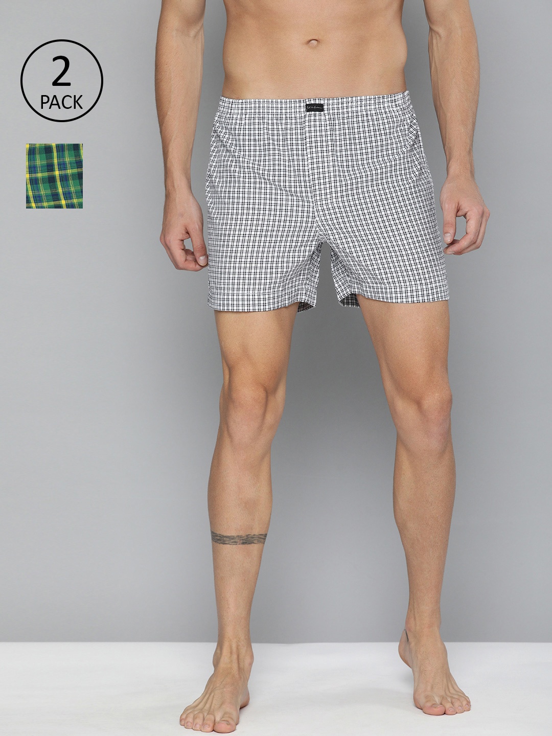 

Mast & Harbour Men Pack of 2 Checked Boxers MNH-BOX-PRE-2PP-017, Green