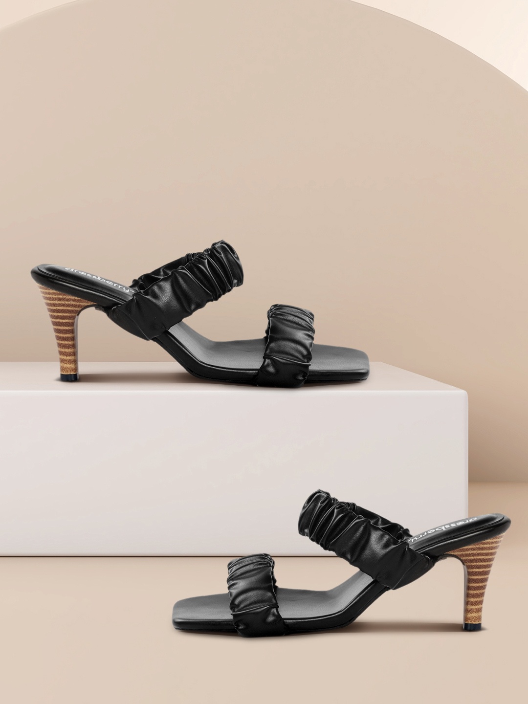 

DressBerry Women Black Ruched Slim Heels