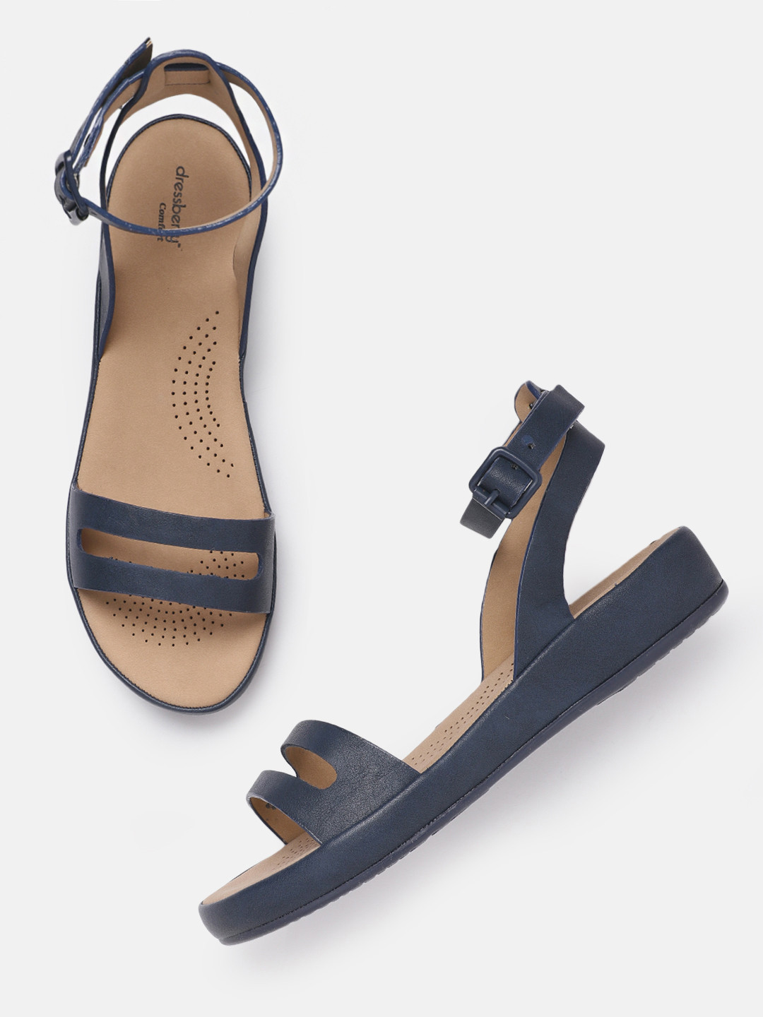 

DressBerry Women Navy Blue Solid Mid-Top Open Toe Flats