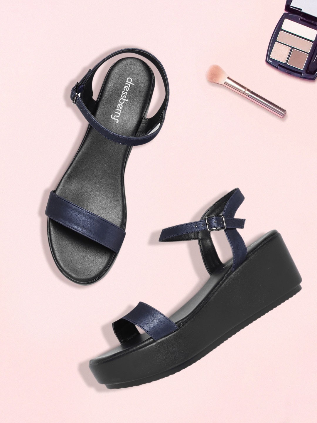 

DressBerry Navy Blue Solid Wedges