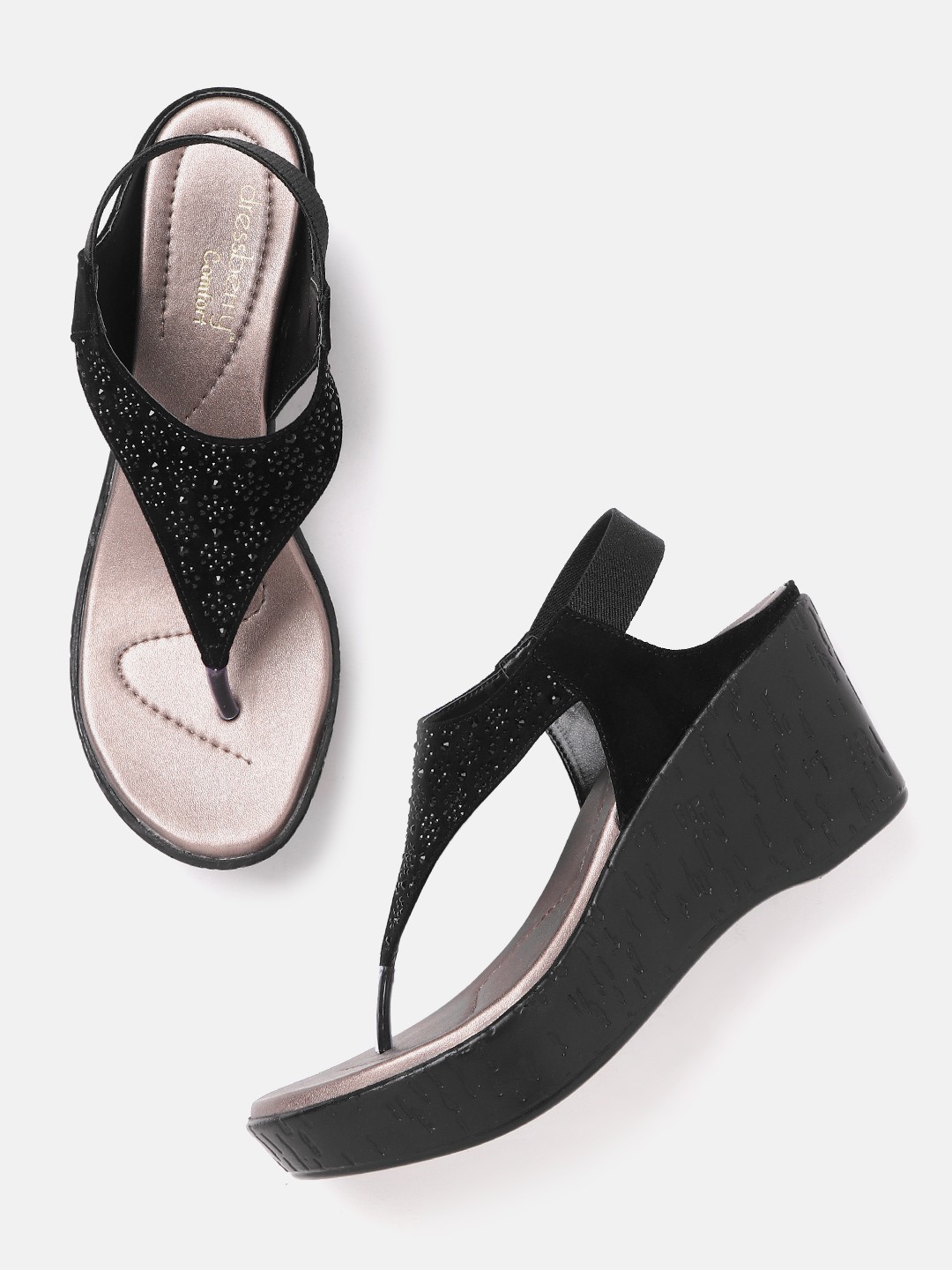 

DressBerry Women Black Western-Embellished Wedges