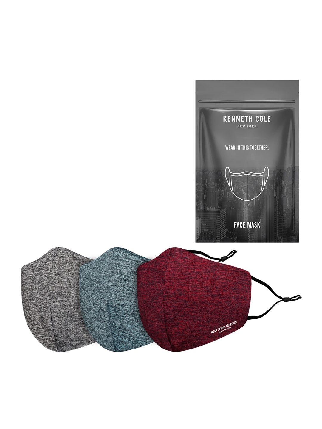 

Kenneth Cole Pack Of 3 Self-Design 6-Ply Cotton Anti Pollution Cloth Masks, Multi