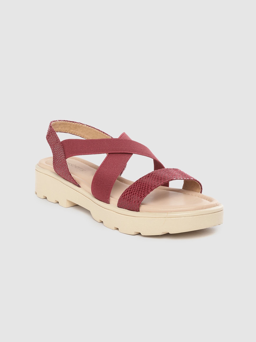 

DressBerry Maroon Snakeskin Textured Flatform Heels