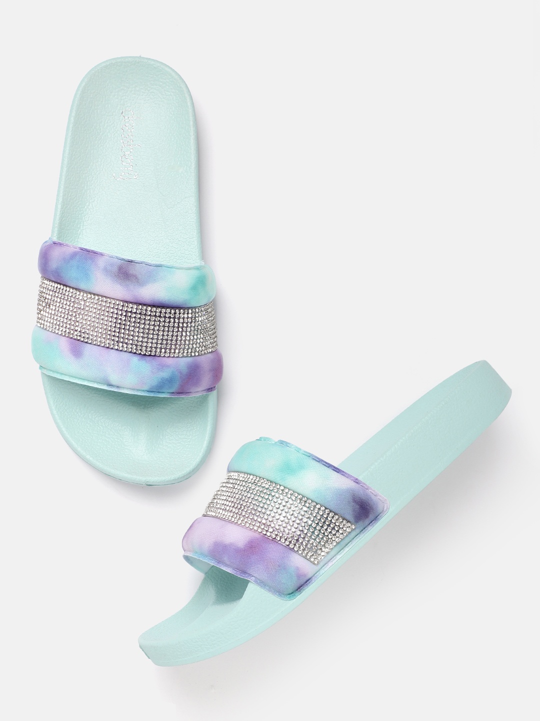 

DressBerry Women Blue & Purple Dyed & Studded Flip Flops