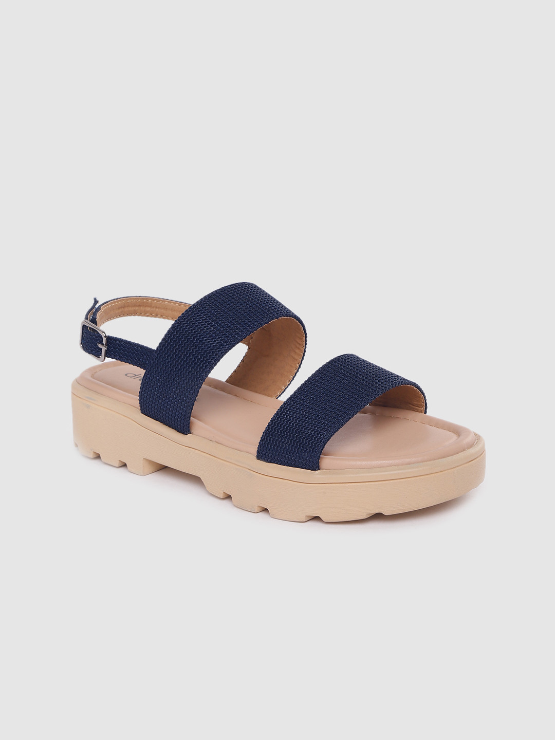 

DressBerry Women Navy Blue Solid Open Toe Flats