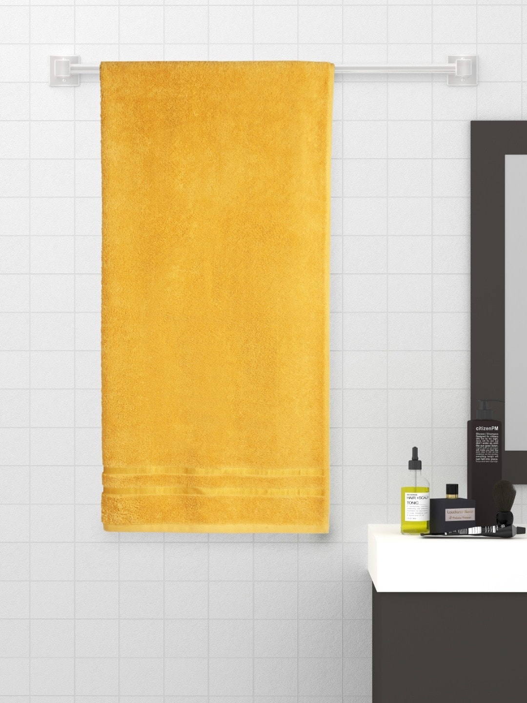 

SPACES Atrium Mustard Solid High Absorbency 500 GSM Pure Cotton Bath Towel