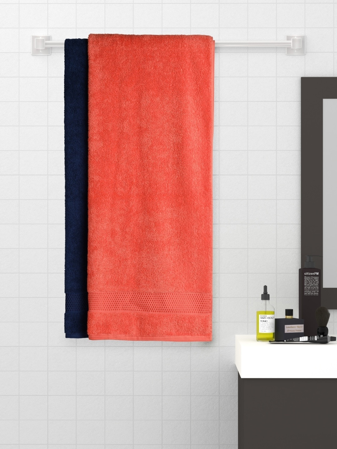 

SPACES Set Of 2 Solid 600 GSM Cotton Atrium Plus Bath Towels, Orange