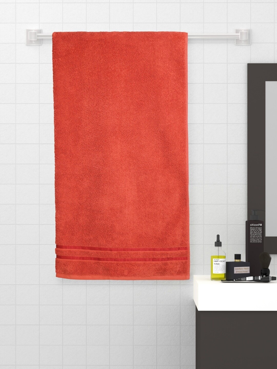 

SPACES Red Solid 500 GSM 100% Cotton High Absorbency Atrium Bath Towel