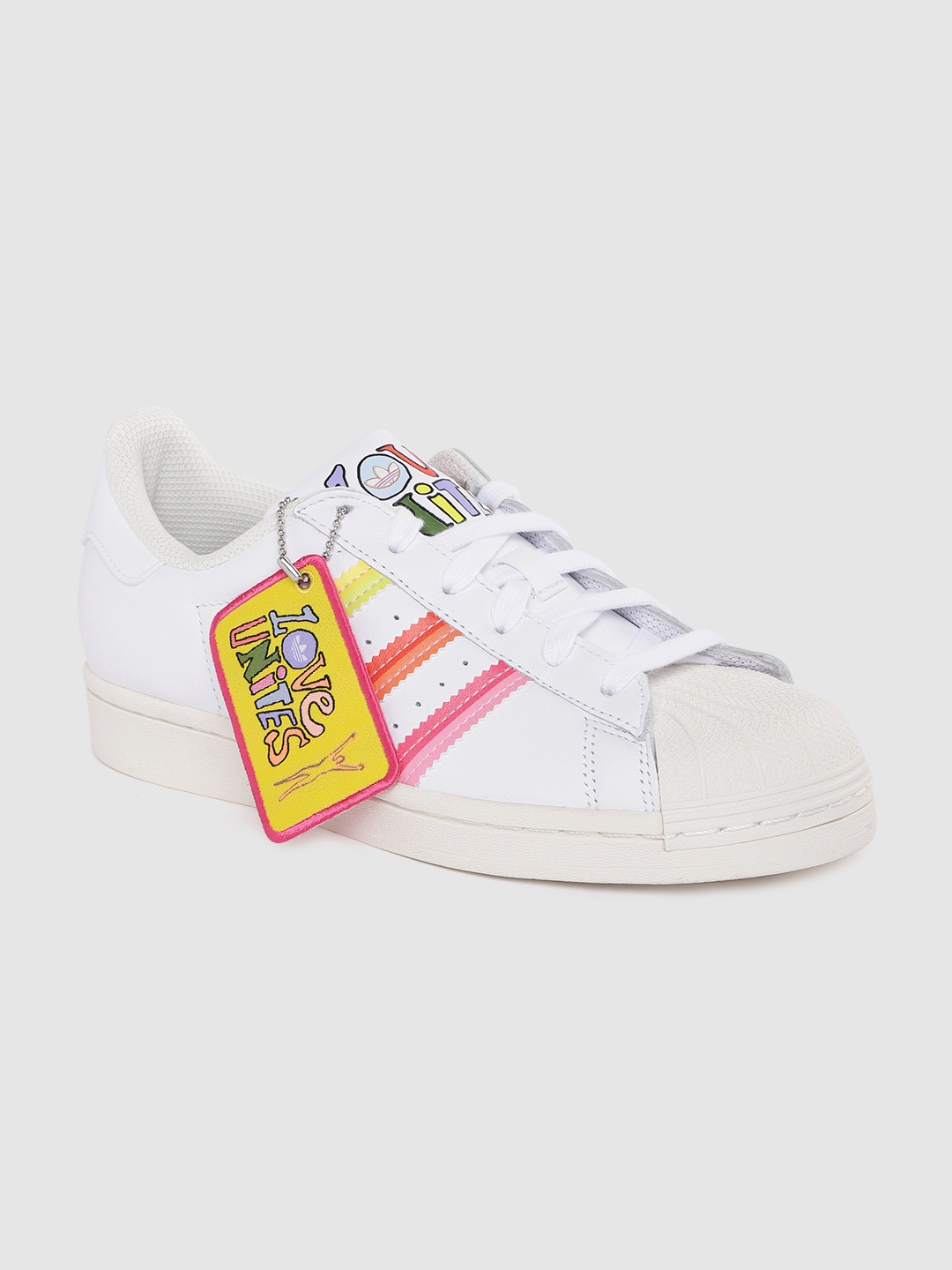 

ADIDAS Originals Men White Solid Leather Excluding Trims Superstar Pride Sneakers