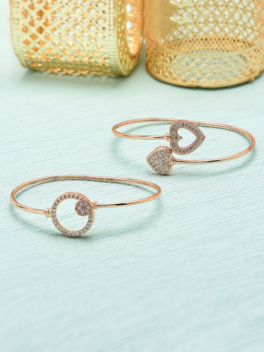 

Zaveri Pearls Set of 2 Rose Gold-Plated Bangle-Style Bracelet