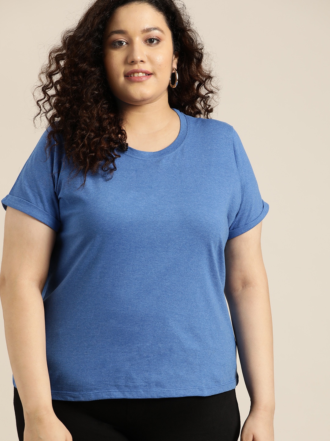 

Sztori Plus Size Women Blue Recycled Cotton T-shirt