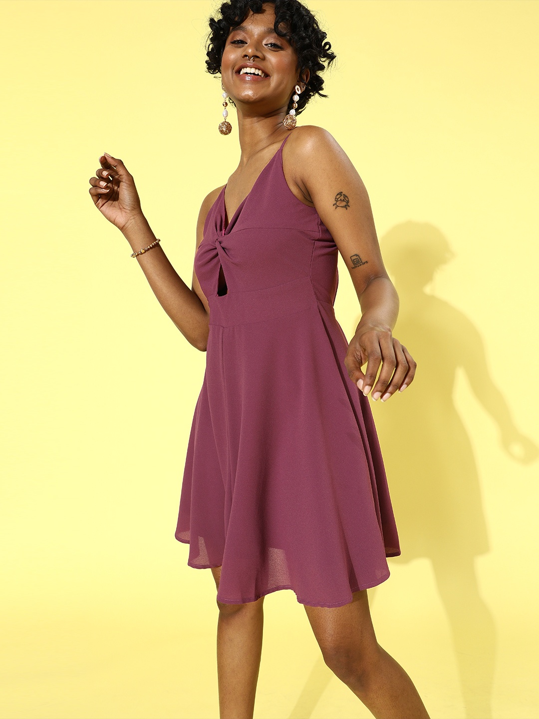 

Moda Rapido Women Purple Solid Flared Dress