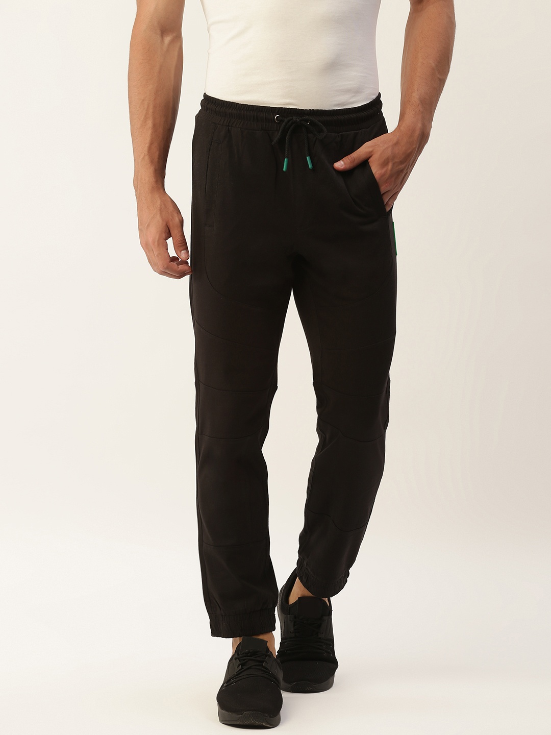

United Colors of Benetton Men Black Solid Pure Cotton Track Pant