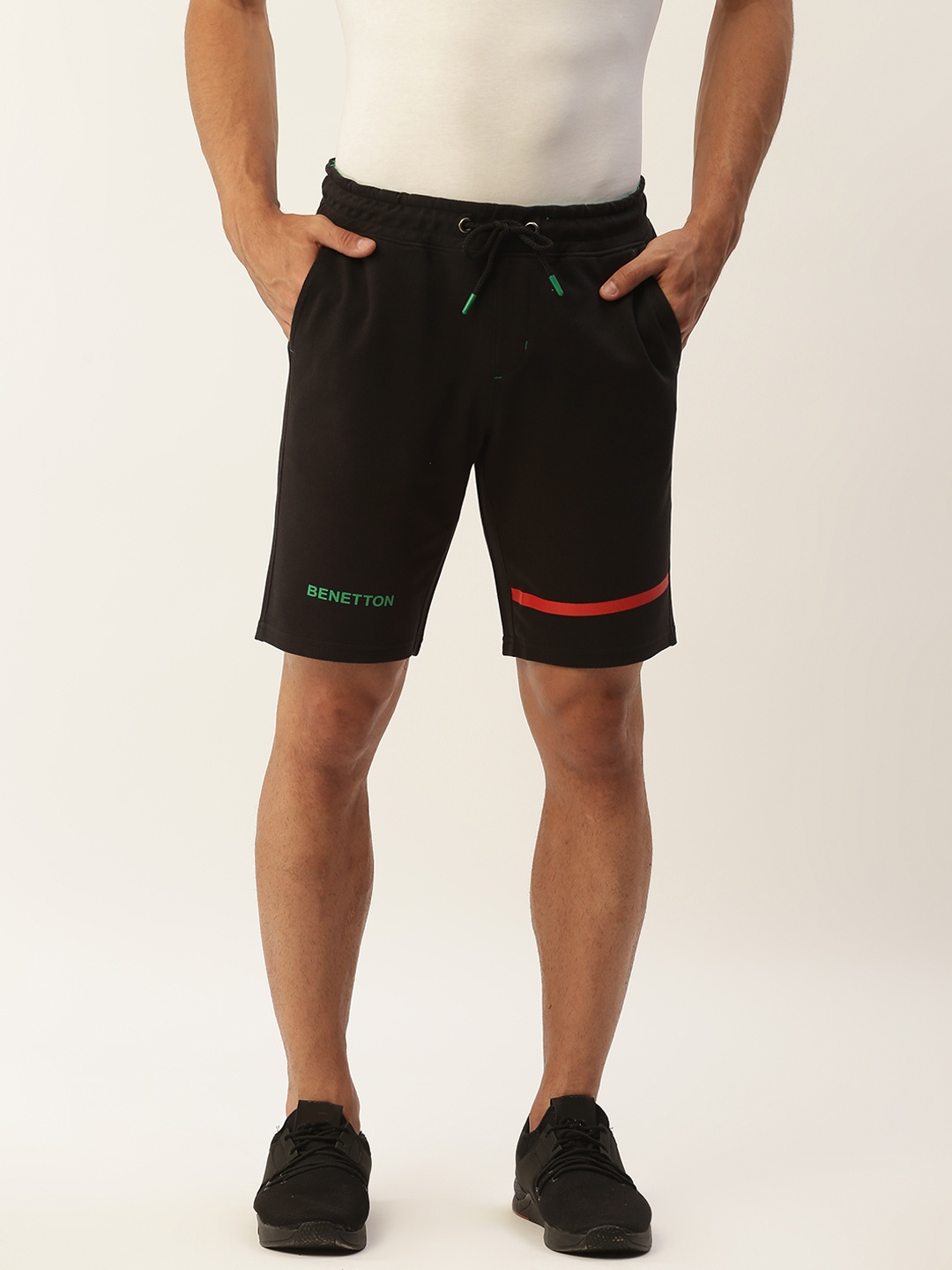 

United Colors of Benetton Men Black Mid-Rise Regular Shorts