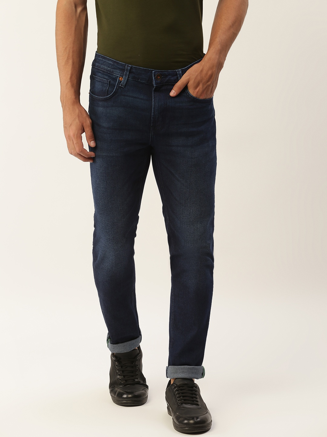 

United Colors of Benetton Men Navy Blue Skinny Fit Stretchable Jeans