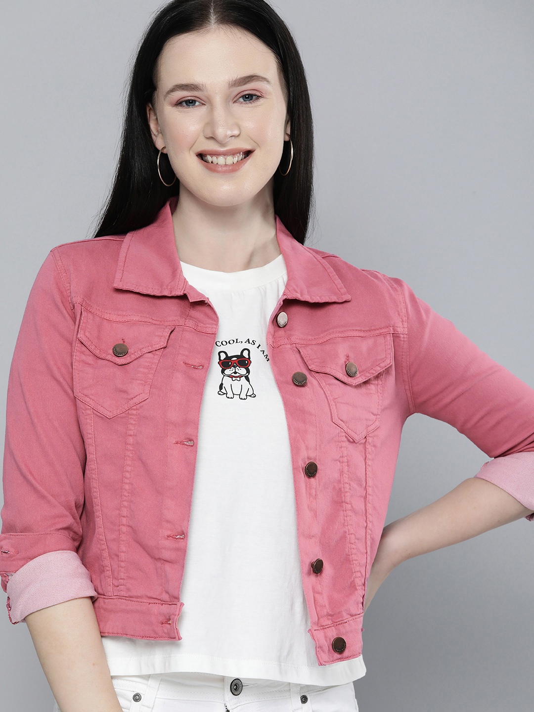 

HERE&NOW Women Pink Solid Tailored Jacket