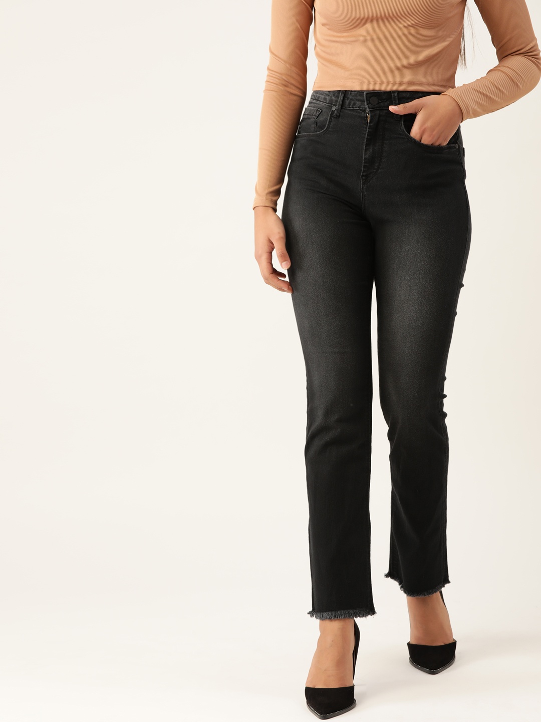 

Moda Rapido Women Black High-Rise Light Fade Stretchable Jeans