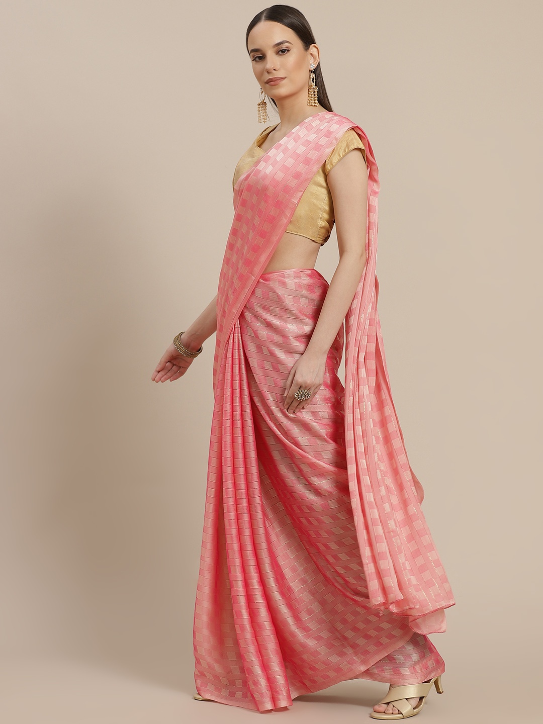 

Anouk Pink Checked Saree