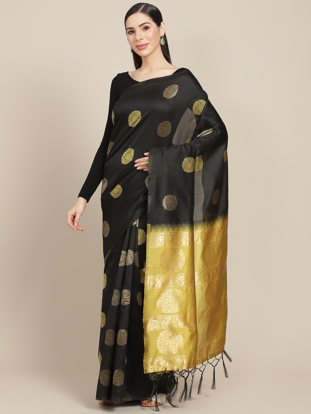 

Anouk Black & Green Art Silk Banarasi Saree