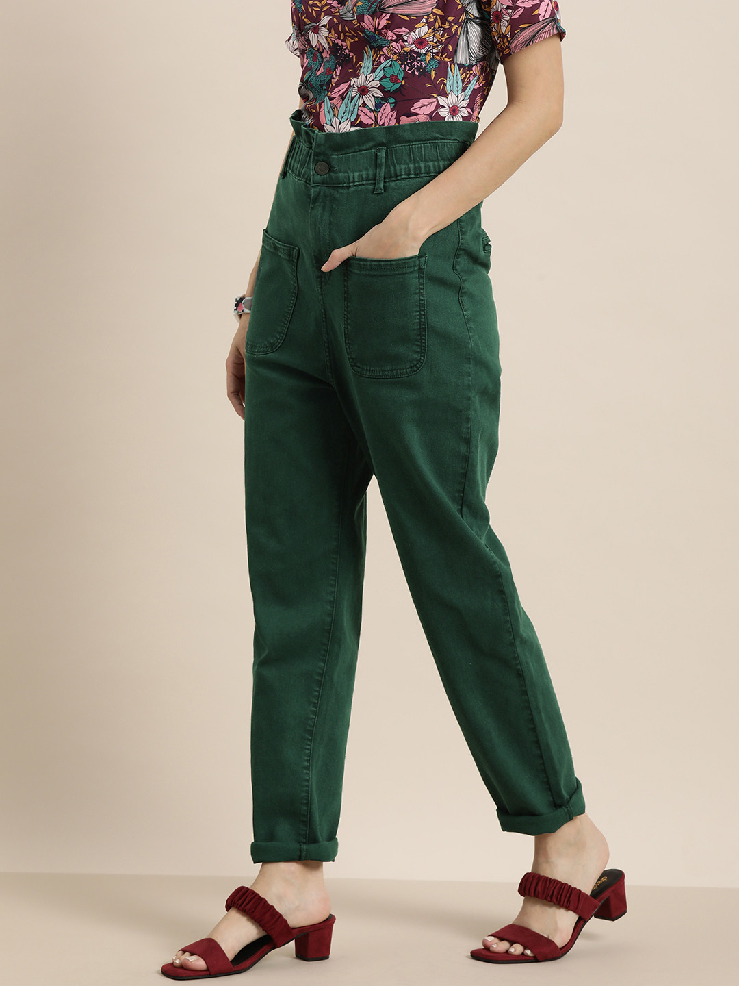 

Moda Rapido Women Green Slouchy Stretchable Jeans