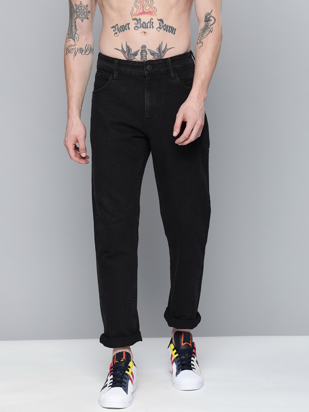 

HERE&NOW Men Black Slim Fit Clean Look Stretchable Jeans