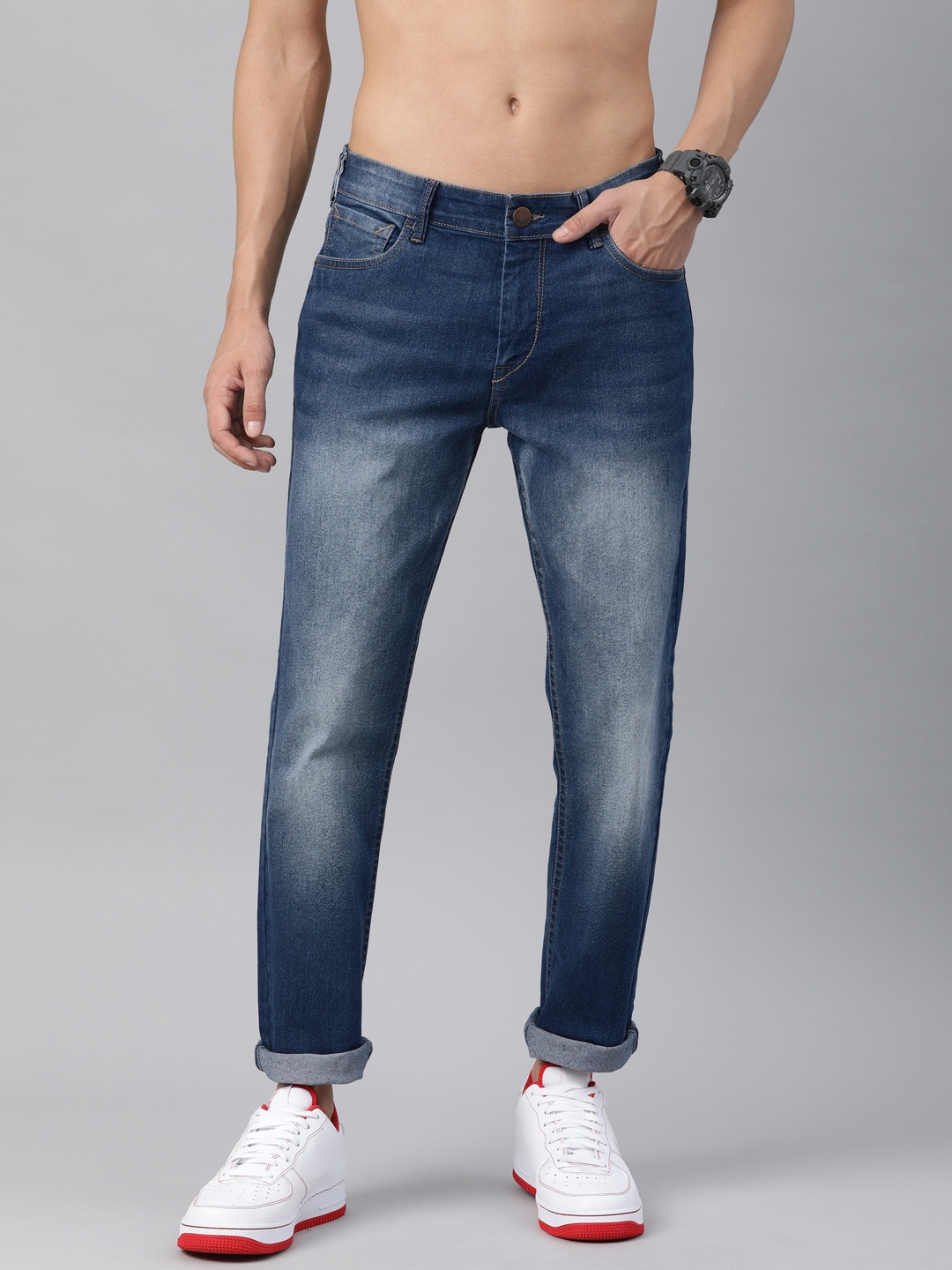 

HERE&NOW Men Blue Slim Fit Heavy Fade Stretchable Jeans