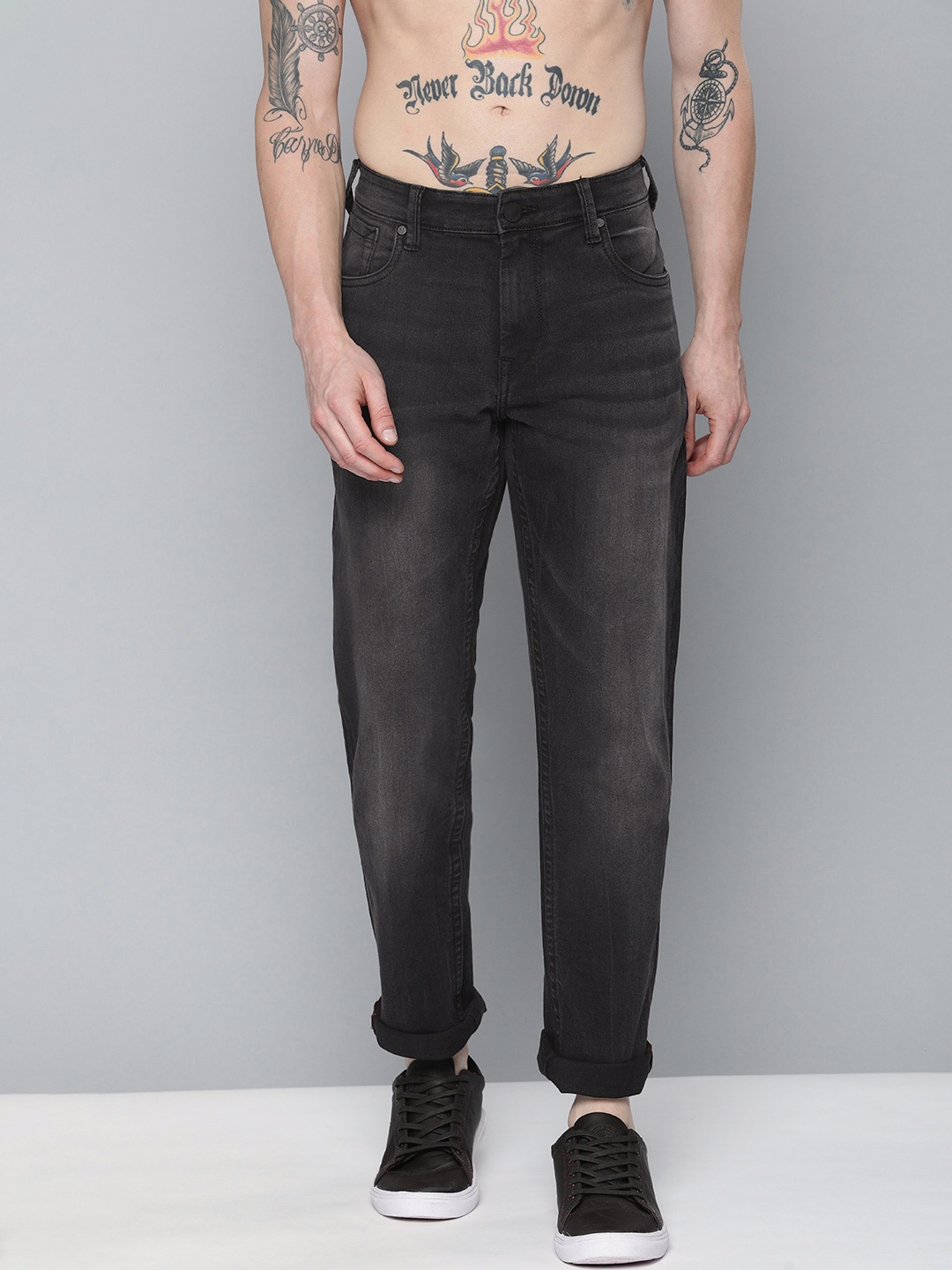 

HERE&NOW Men Black Slim Fit Light Fade Stretchable Jeans