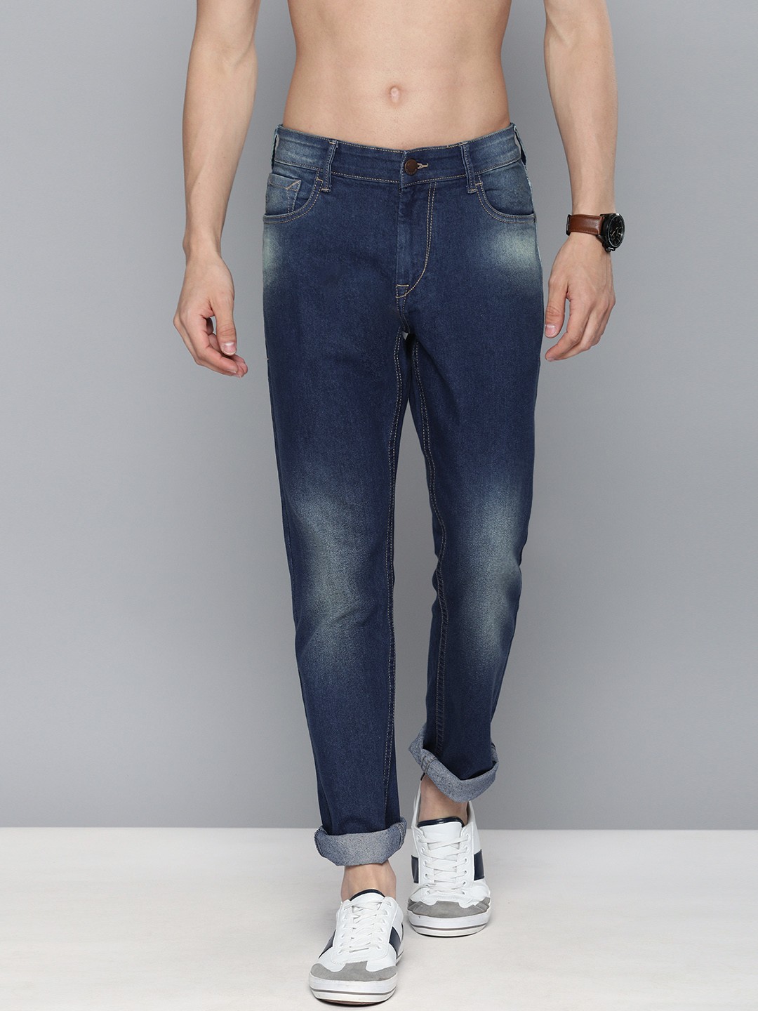 

HERE&NOW Men Blue Slim Fit Mid-Rise Light Fade Jeans
