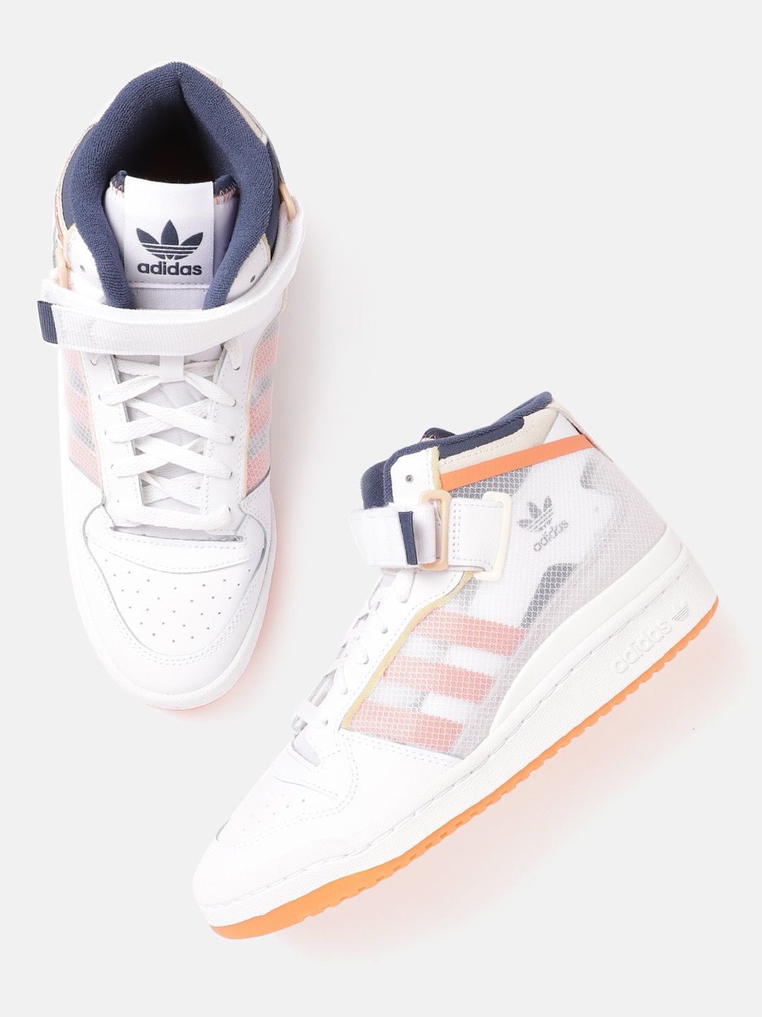 

ADIDAS Originals Men White Forum Mid-Top Transparent Woven Design Sneakers